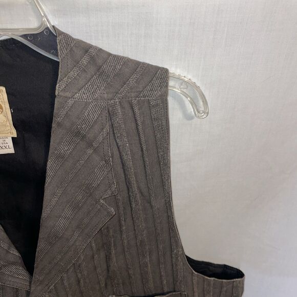 WAH Maker Men’s Western Vest Size 2XL Brown Striped Cowboy Rodeo Outdoors - Picture 4 of 12